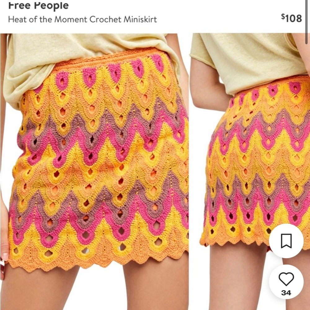 Free People Heat of the Moment Crochet Skirt